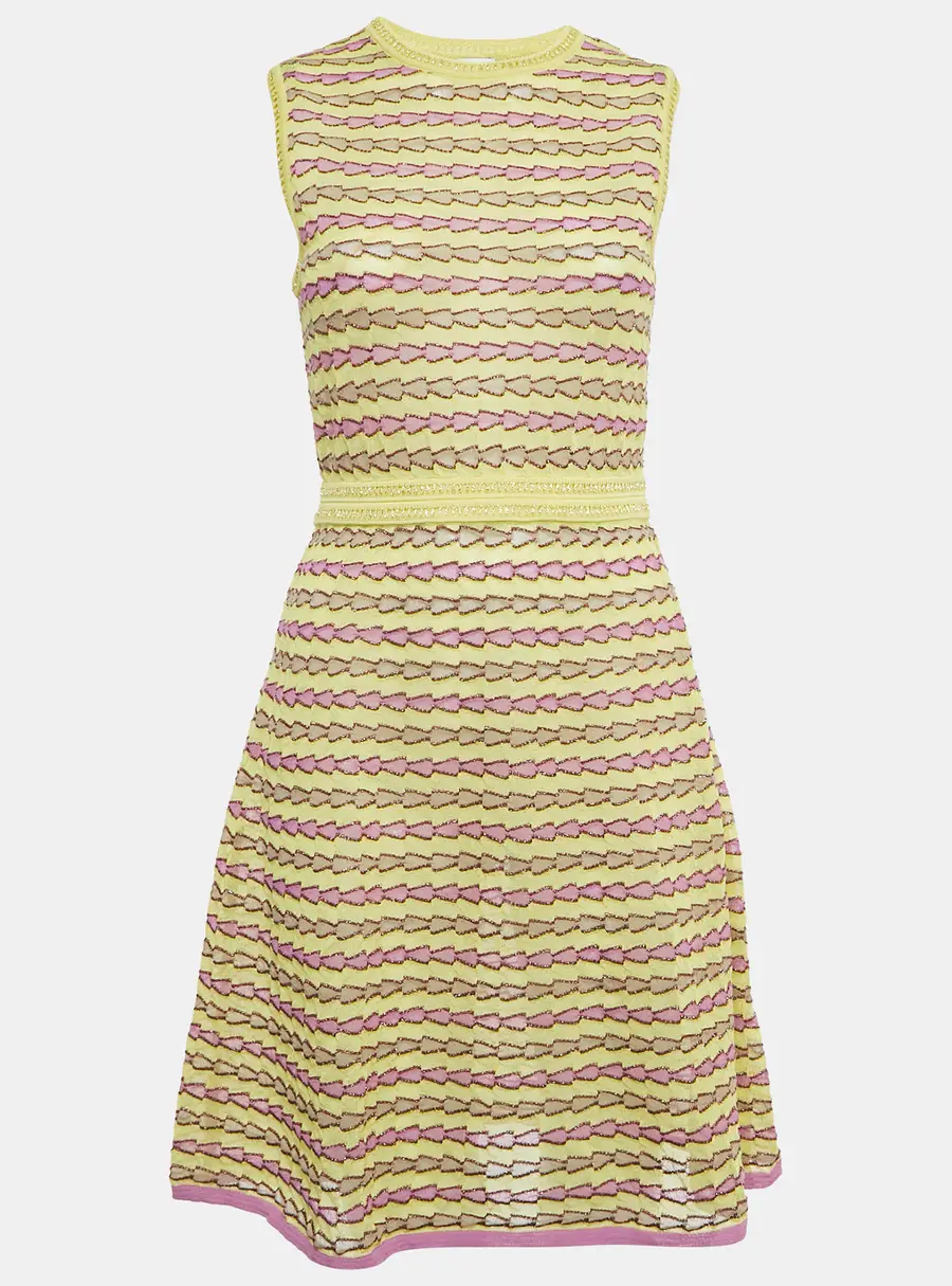 M Missoni Multicolor Patterned Lurex Knit Sleeveless Short Dress M
