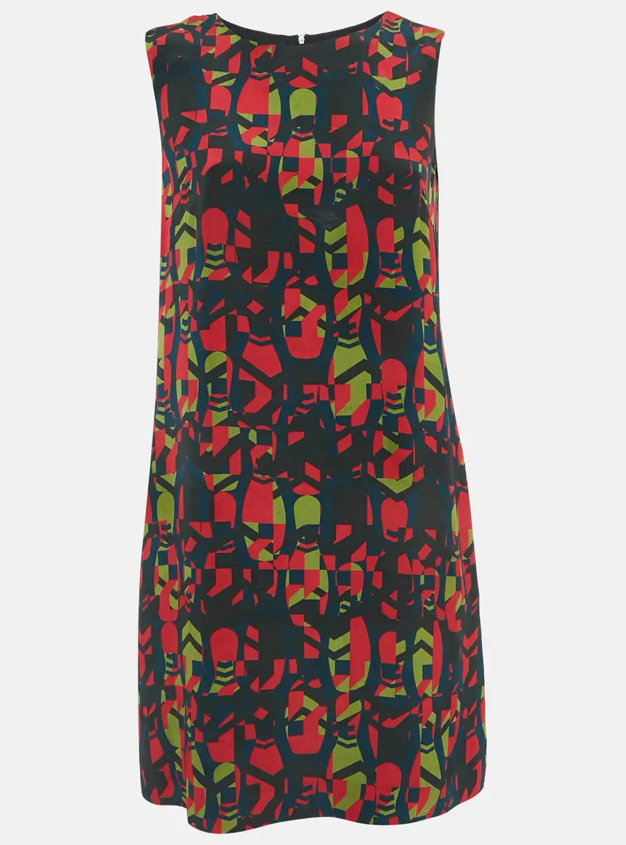 M Missoni Red Printed Silk Shift Mini Dress M