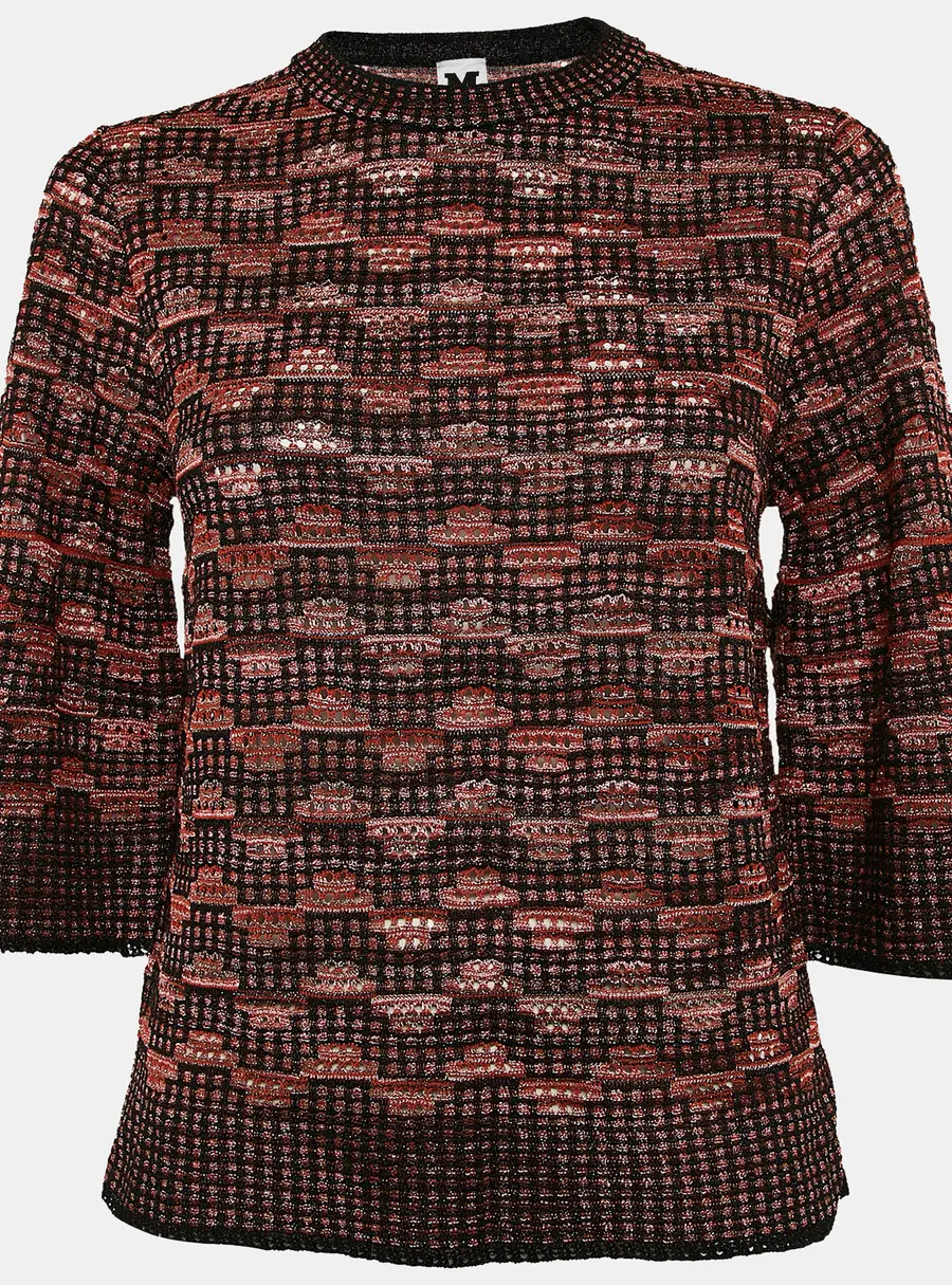 M Missoni Black/Multicolor Pinhole Pattern Knit Sweater Top S