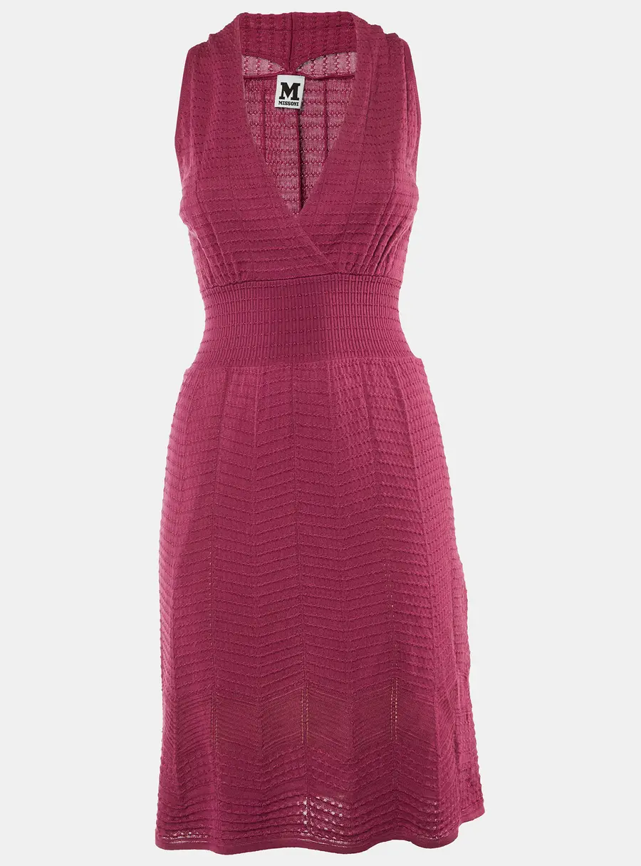 M Missoni Mauve Pink Wool Knit Sleeveless Dress S