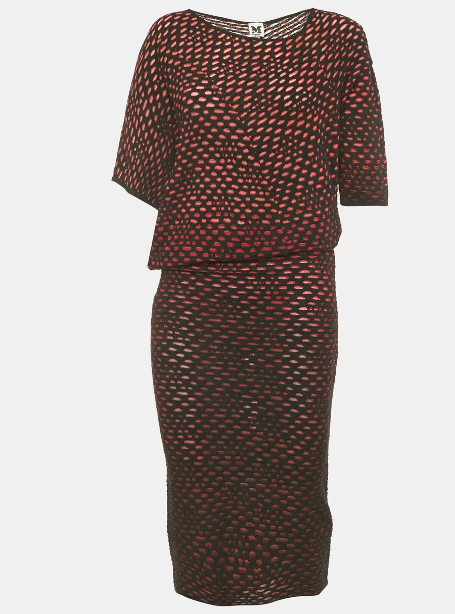 M Missoni Black/Red Patterned Knit Flared Mini Dress S