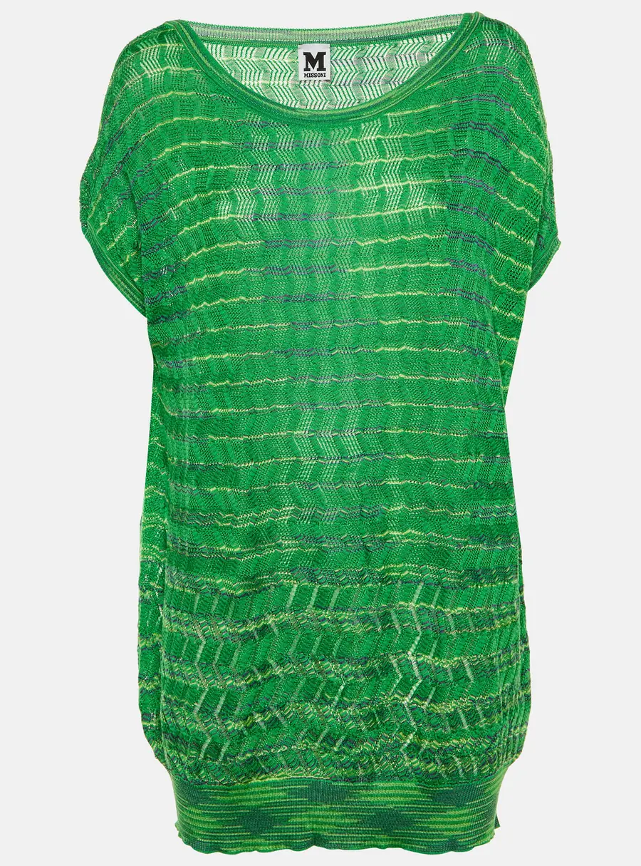 M Missoni Green Striped Zig Zag Knit Jumper M