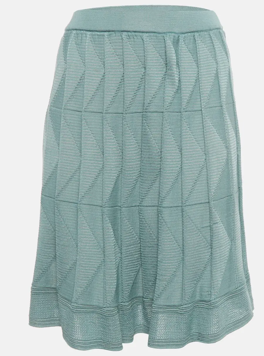 M Missoni Mint Green Wool Blend Patterned Knit Mini Skirt S