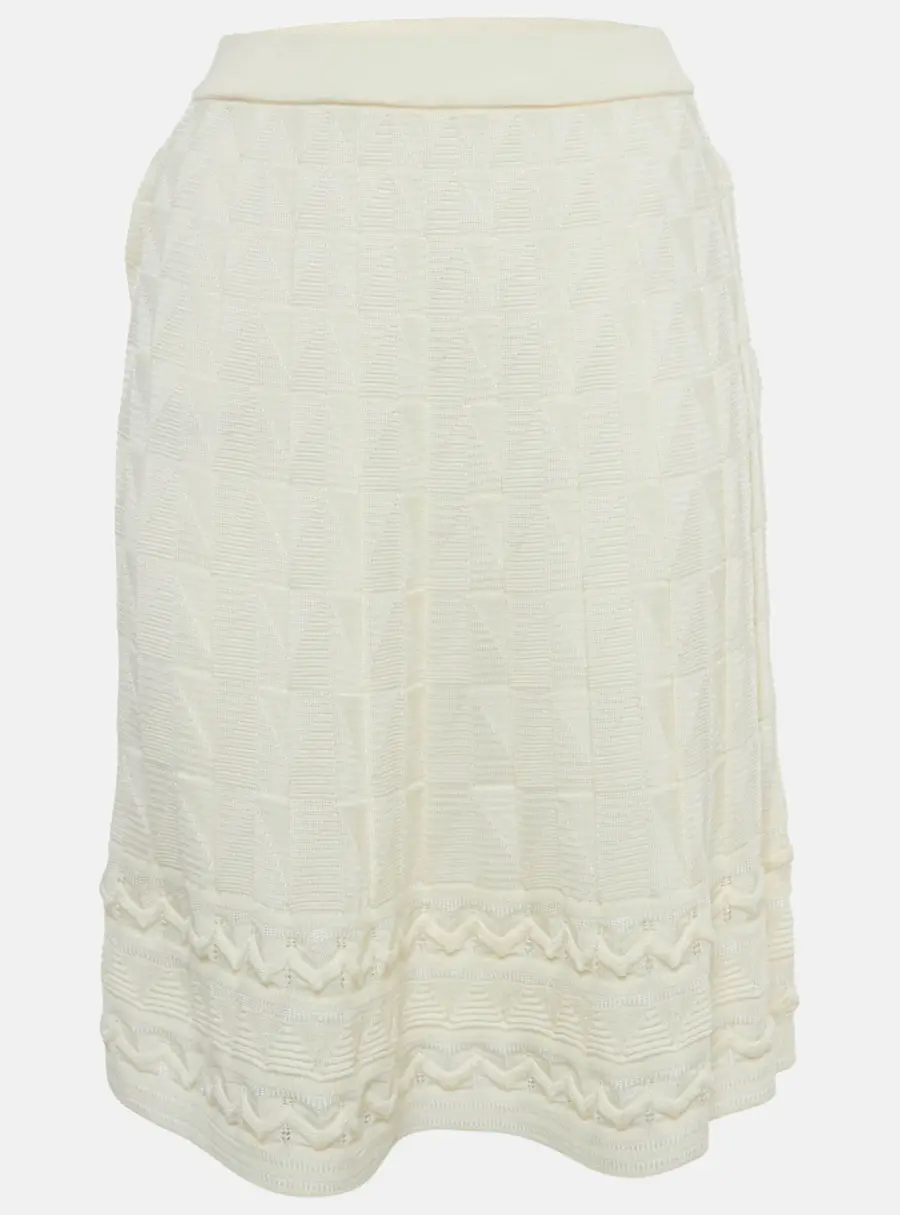 M Missoni Cream Wool Blend Patterned Knit Short Skirt S