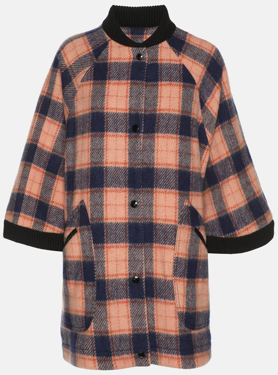 M Missoni Multicolor Check Tweed Cape Coat S