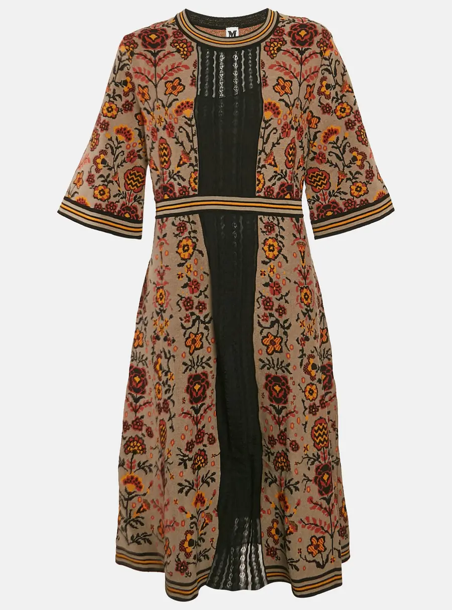 M Missoni Brown Floral Knit Midi Dress M
