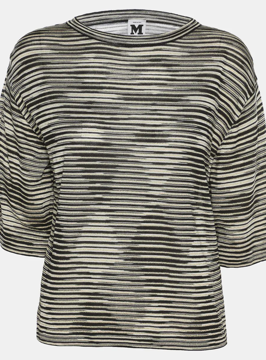 M Missoni Multicolor Stripe Rib Knit Long Sleeve Top M