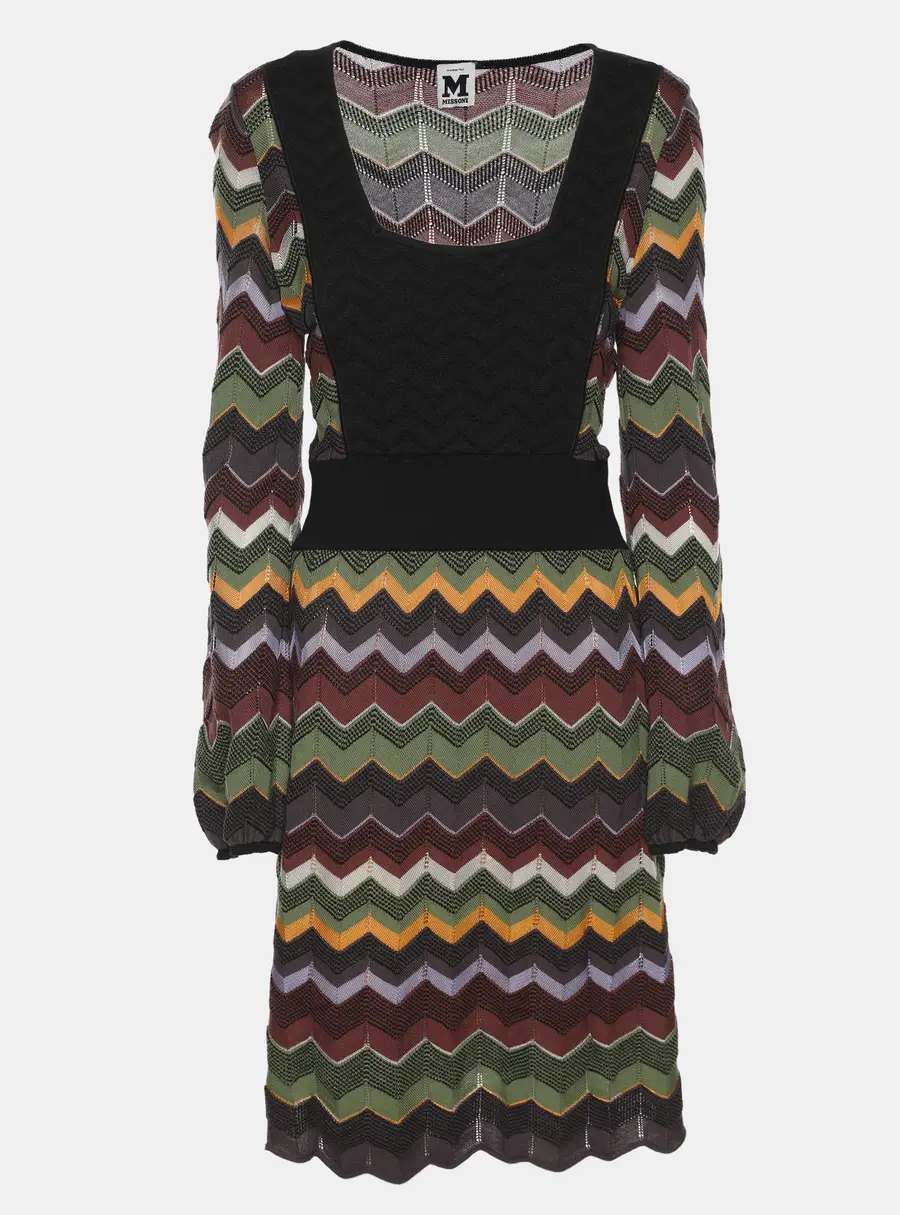 M Missoni Multicolor Zig Zag Knit Mini Dress M
