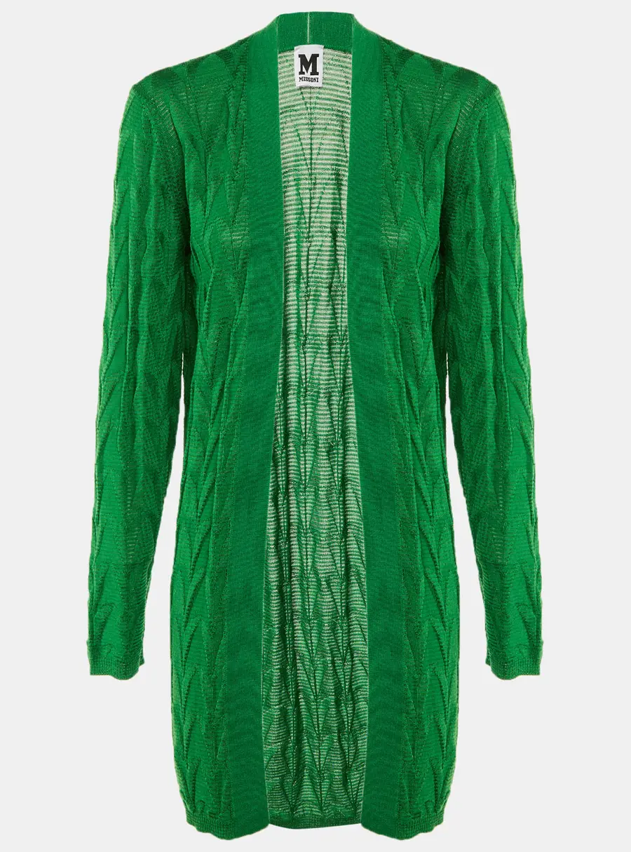 M Missoni Green Knit Open Front Cardigan L