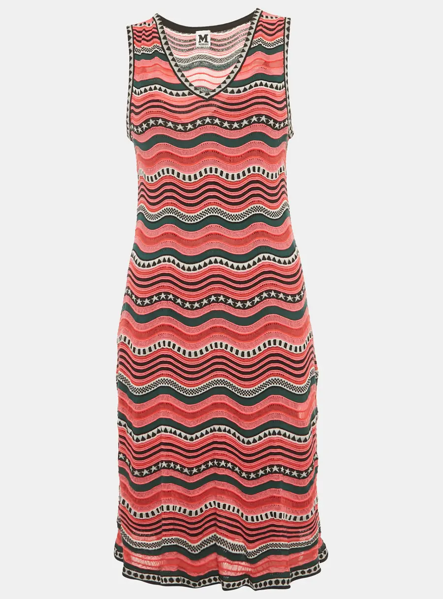 M Missoni Multicolour Striped Stretch Knit Mini Dress M
