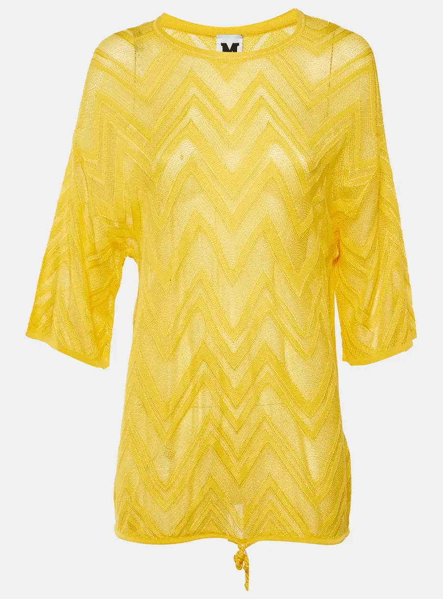 M Missoni Yellow Chevron Knit Sheer Top L