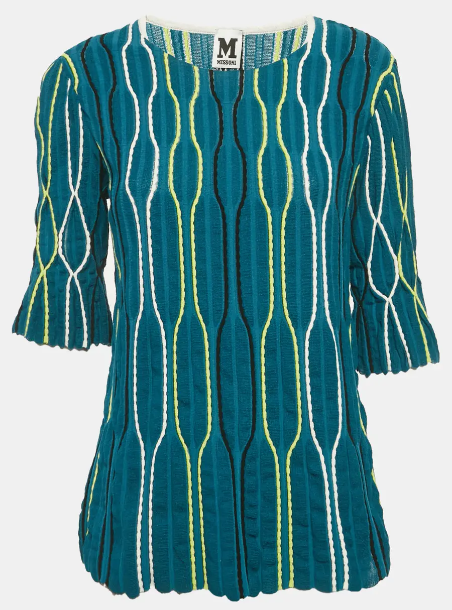M Missoni Sea Green Wave Pattern Knit T-Shirt L