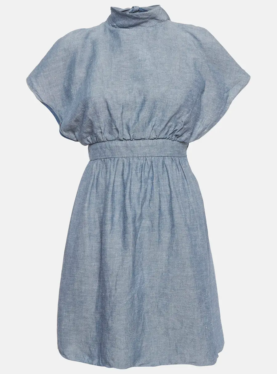 M Missoni Blue Chambray Denim Ruffle Mini Dress XS