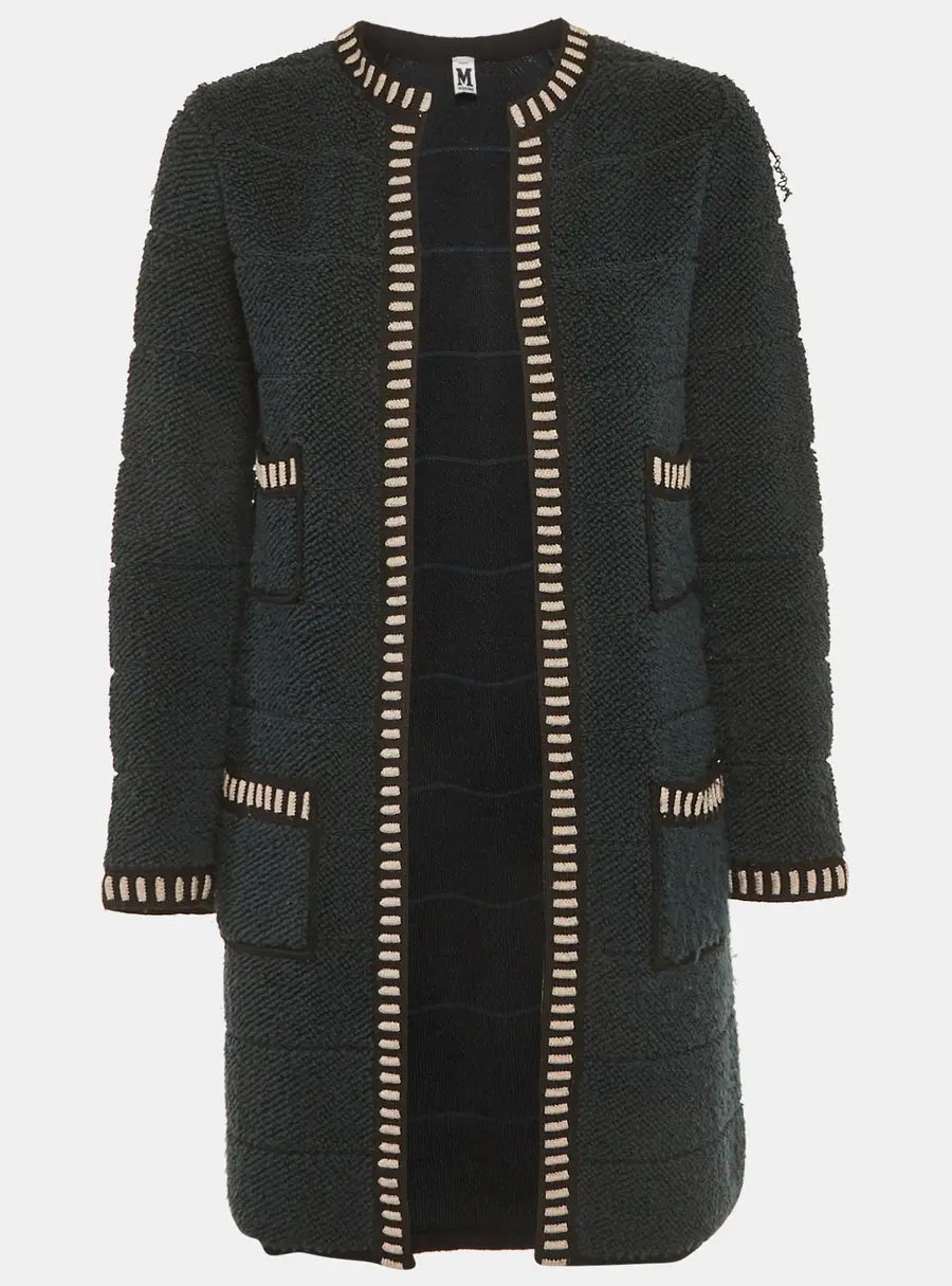 M Missoni Dark Green Terry Wool Long Cardigan S