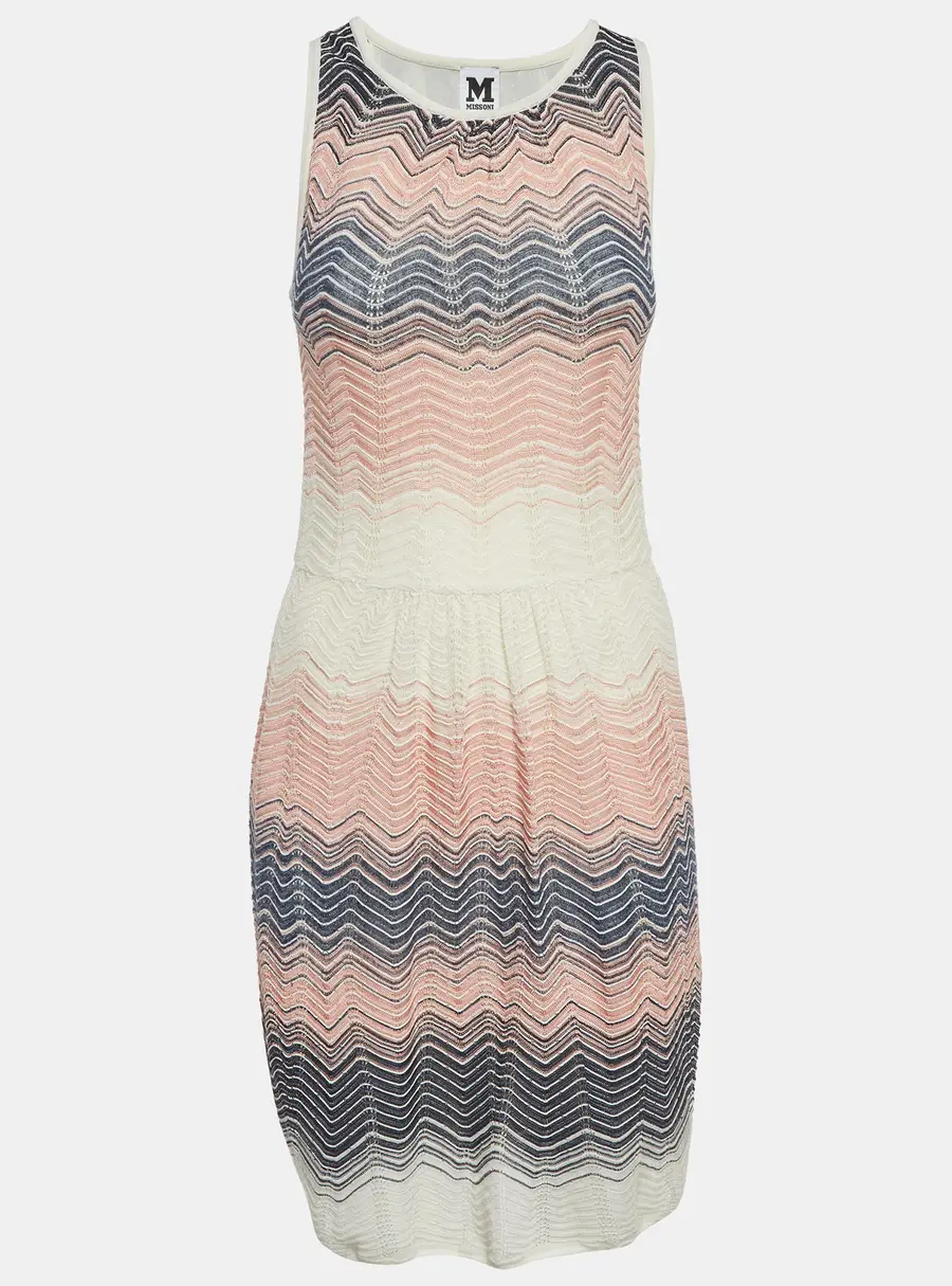 M Missoni Multicolor Zig Zag Knit Sleeveless Mini Dress S