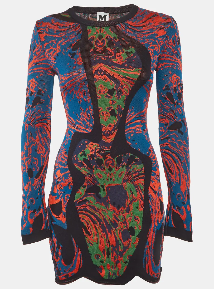 M Missoni Multicolour Intarsia Knit Mini Dress S