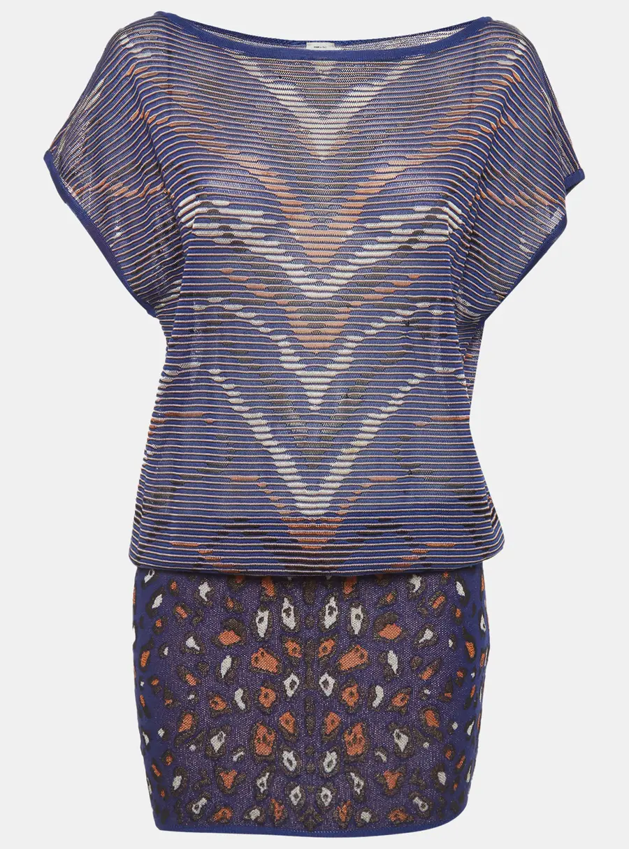 M Missoni Navy Blue Patterned Knit Top S