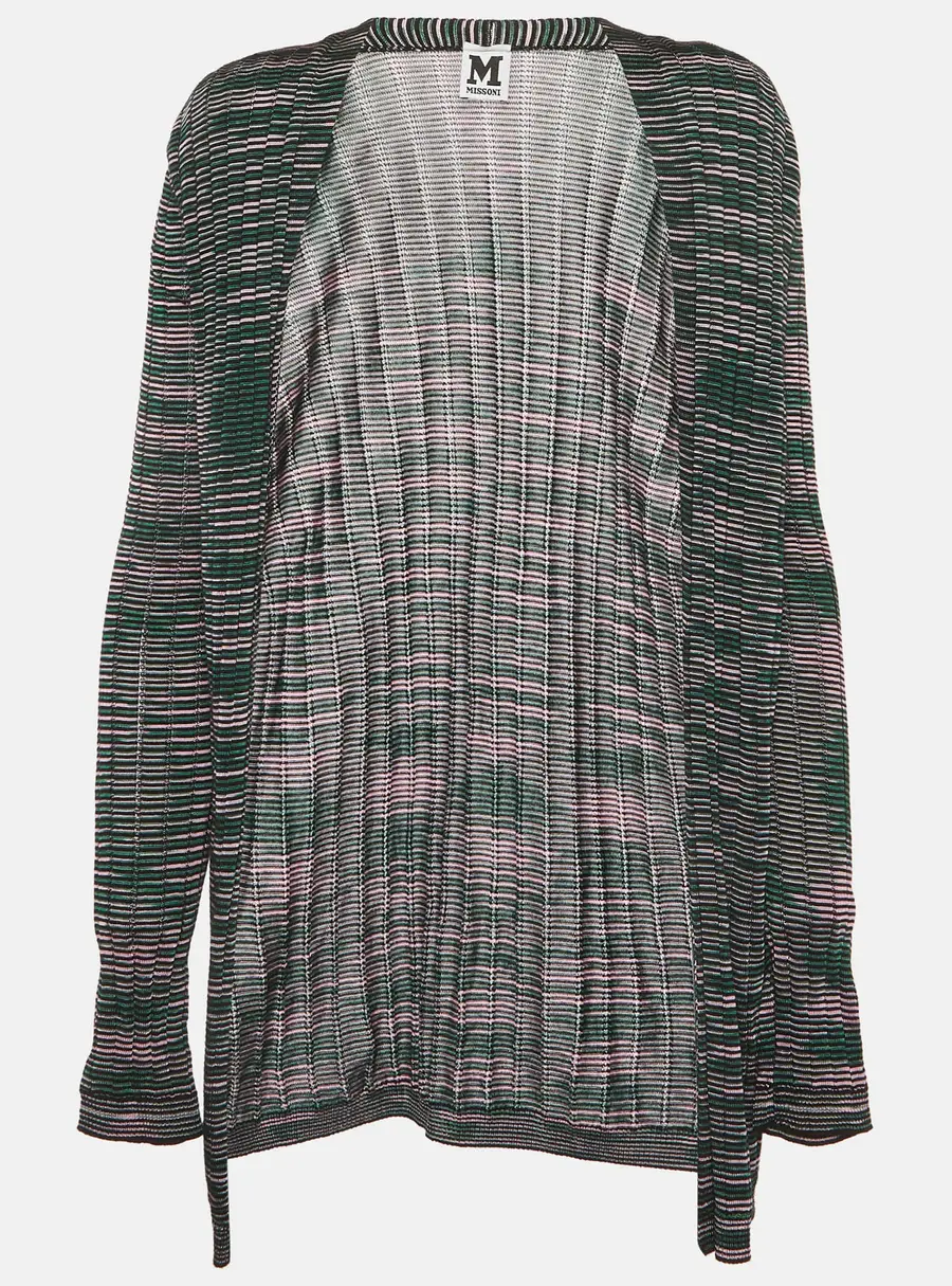 M Missoni Green/Pink Knit Open Front Cardigan S