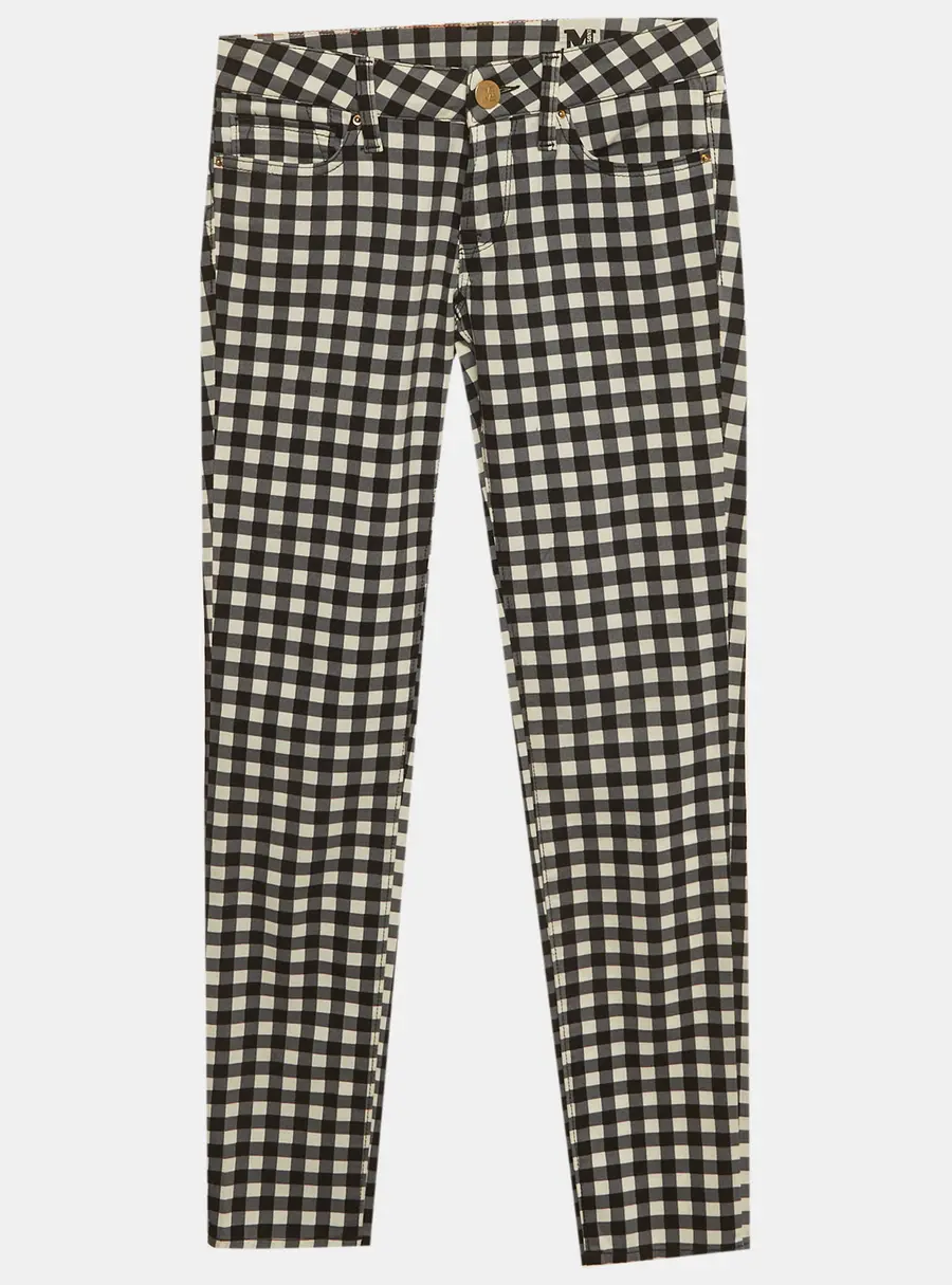 M Missoni Monochrome Plaid Cotton Low Rise Pants S