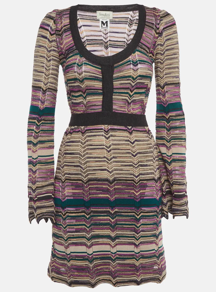 Neiman Marcus X M Missoni Multicolour Chevron Knit Mini Dress S