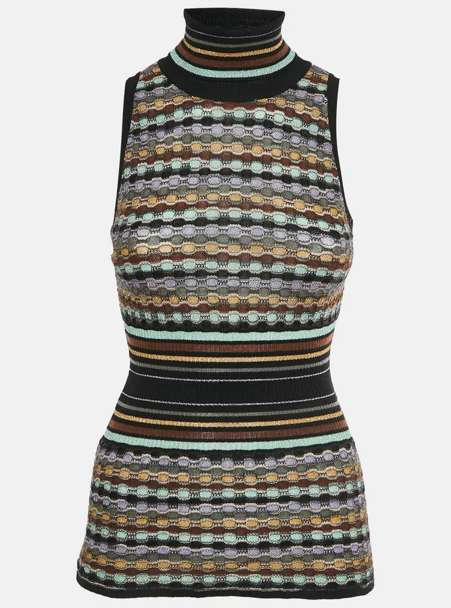 M Missoni Black Lurex Knit Sleeveless Top S