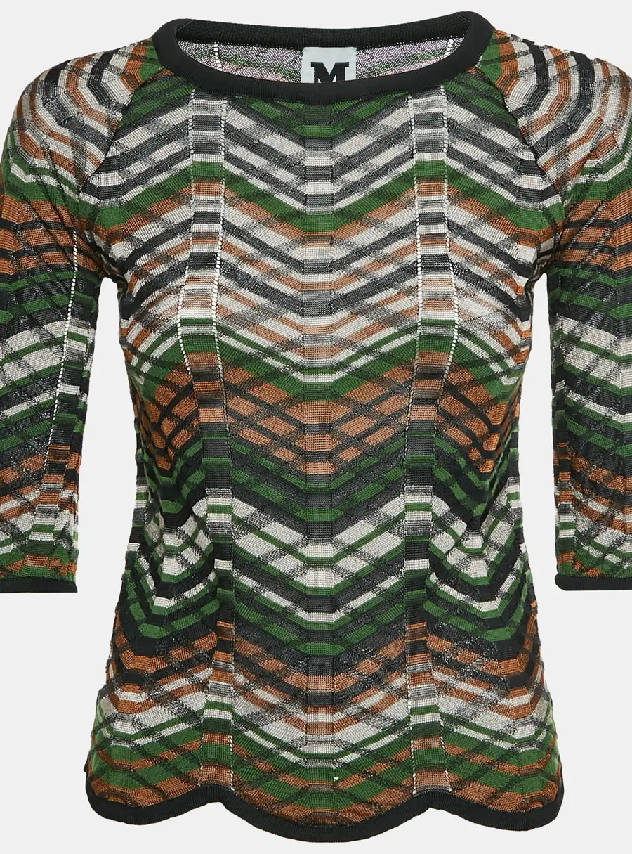 M Missoni Black Chevron Knit Top S