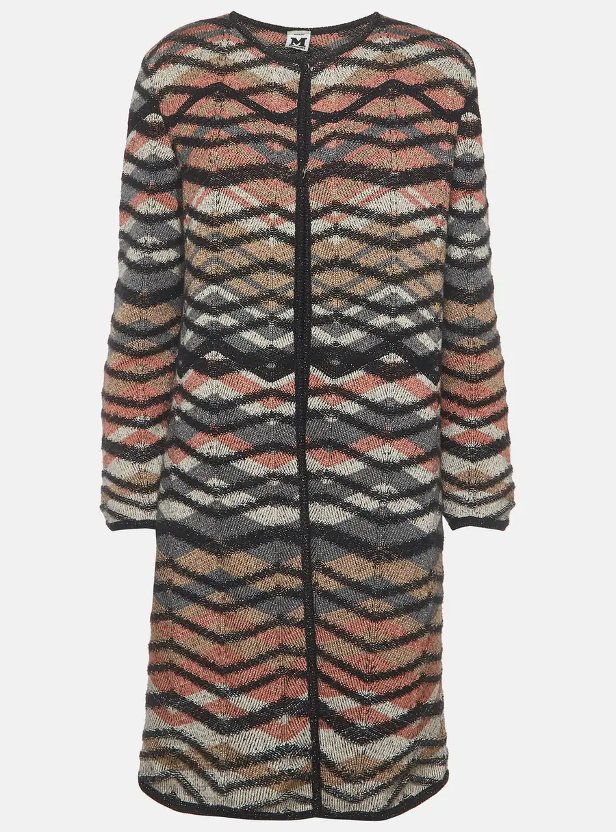 M Missoni Multicolour Zigzag Knit Long Cardigan M