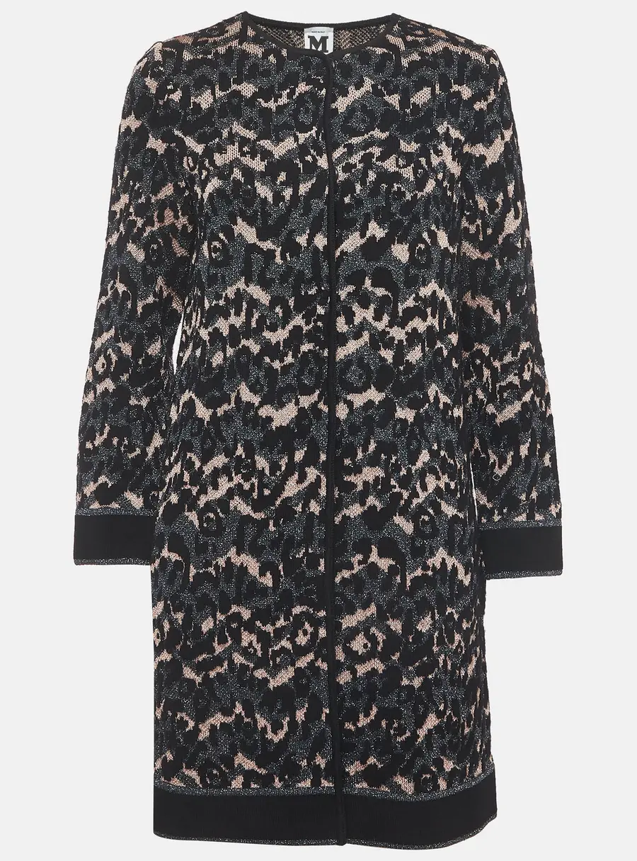 M Missoni Black Patterned Lurex Knit Long Cardigan S