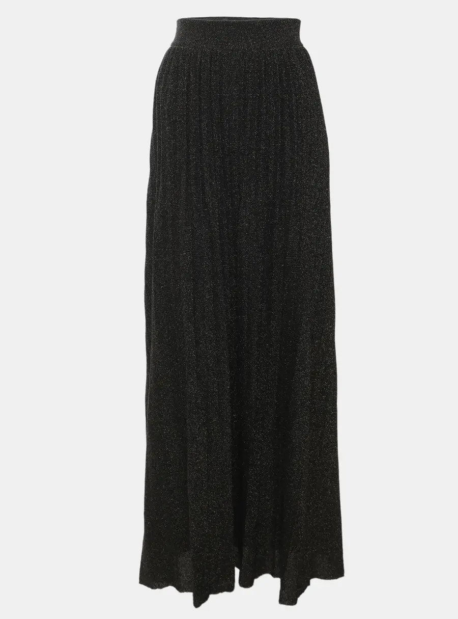 M Missoni Metallic Black Lurex and Knit Maxi Skirt L