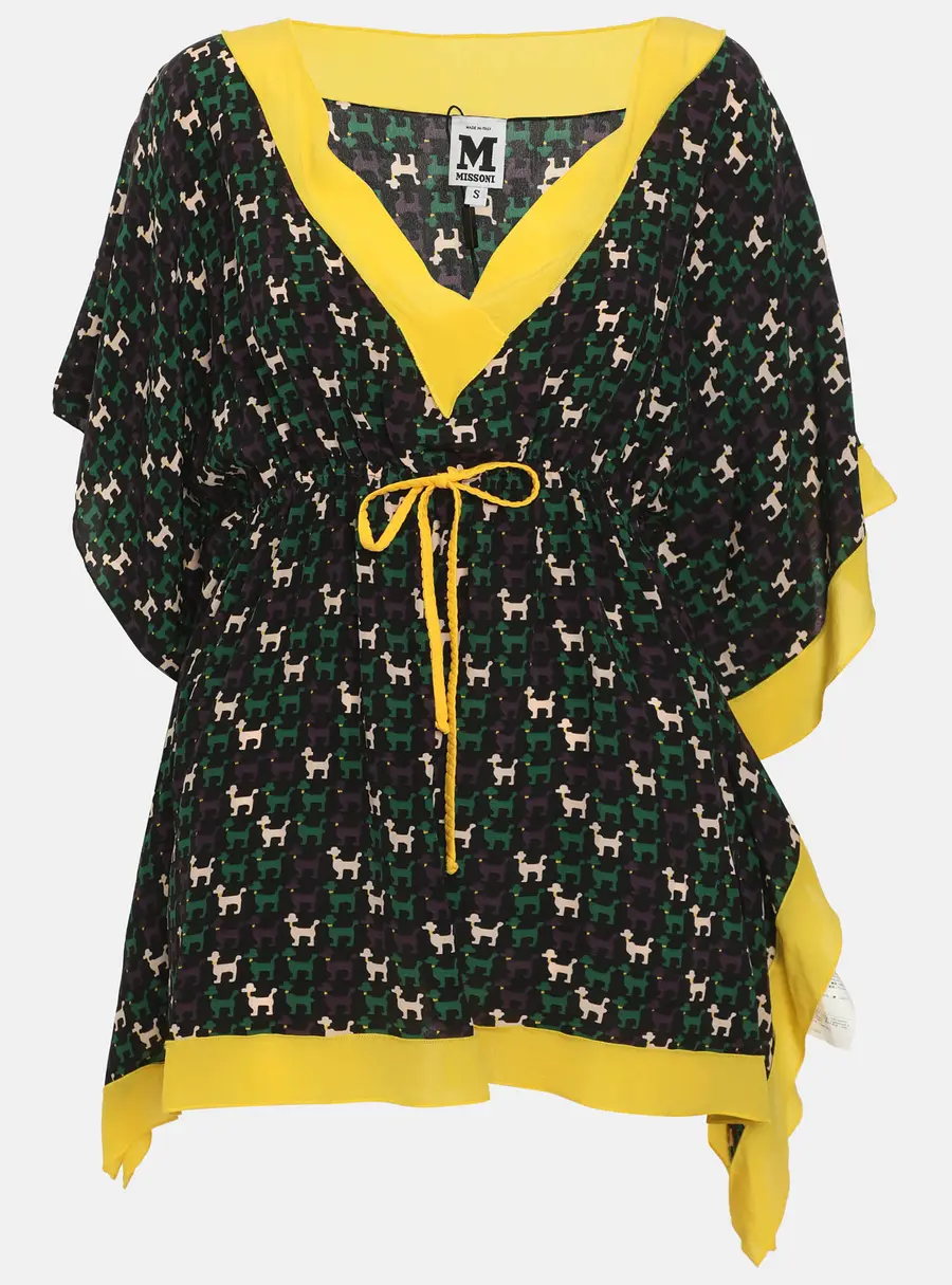 M Missoni Multicolor Printed Crepe Drawstring Tunic Tops S