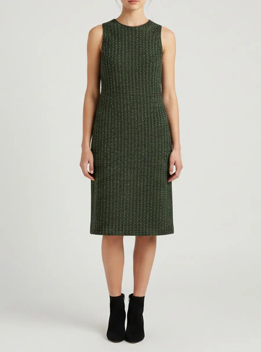 M Missoni Green Rib Knit Merino Wool Halter Neck Midi Dress L