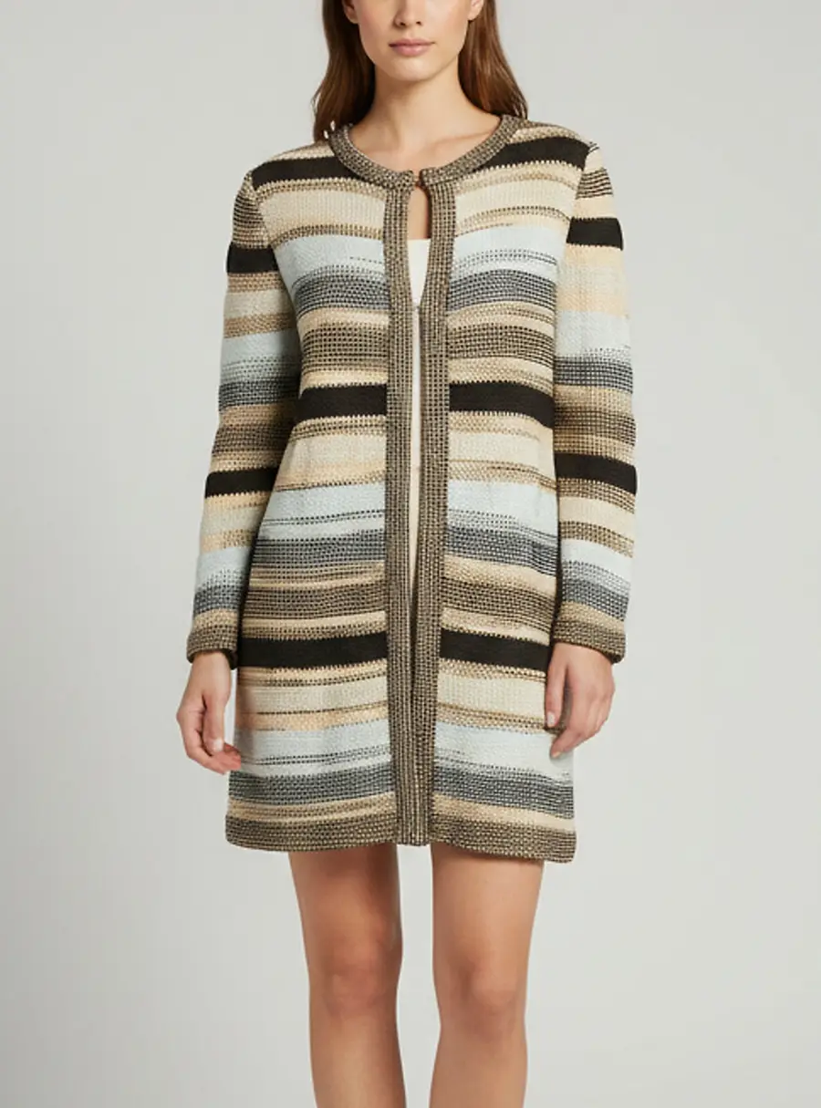 M Missoni Multicolor Striped Jacquard Cardigan M