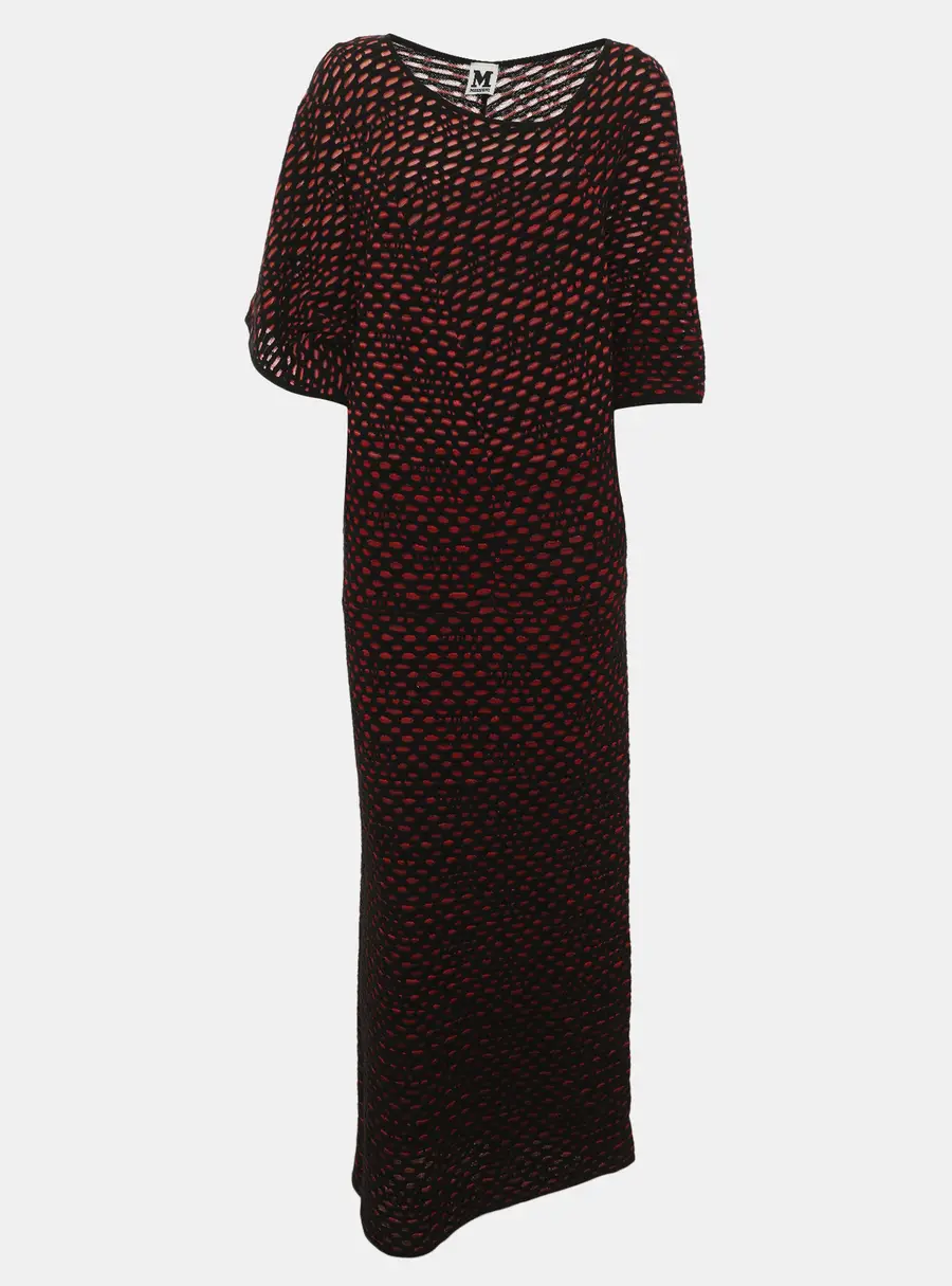 M Missoni Black/Red Patterned Knit Flared Mini Dress L