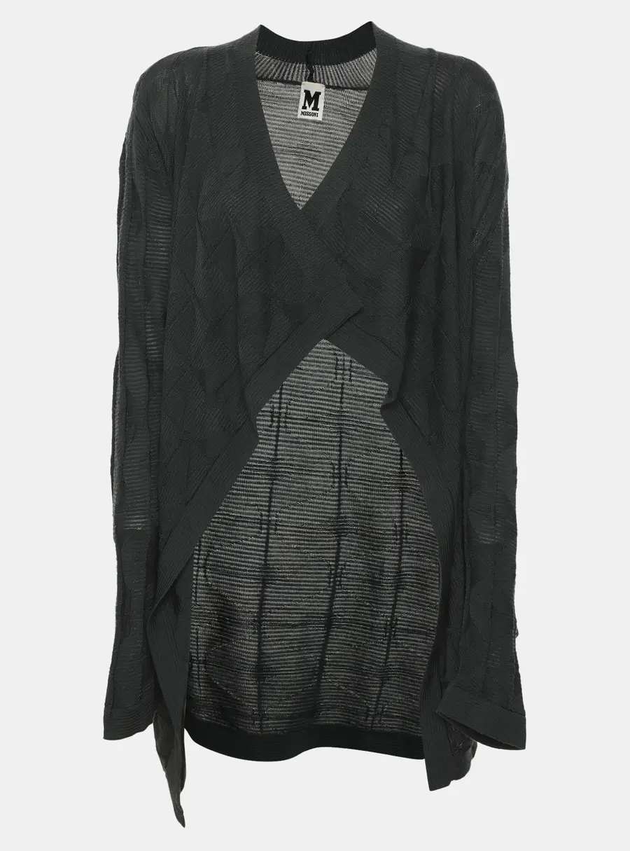 M Missoni Dark Grey Textured Open Front Drape Cardigan L