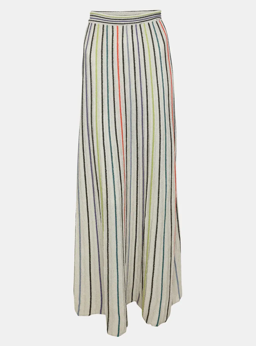 M Missoni Multicolor Lurex Knit Fabric Maxi Skirt L