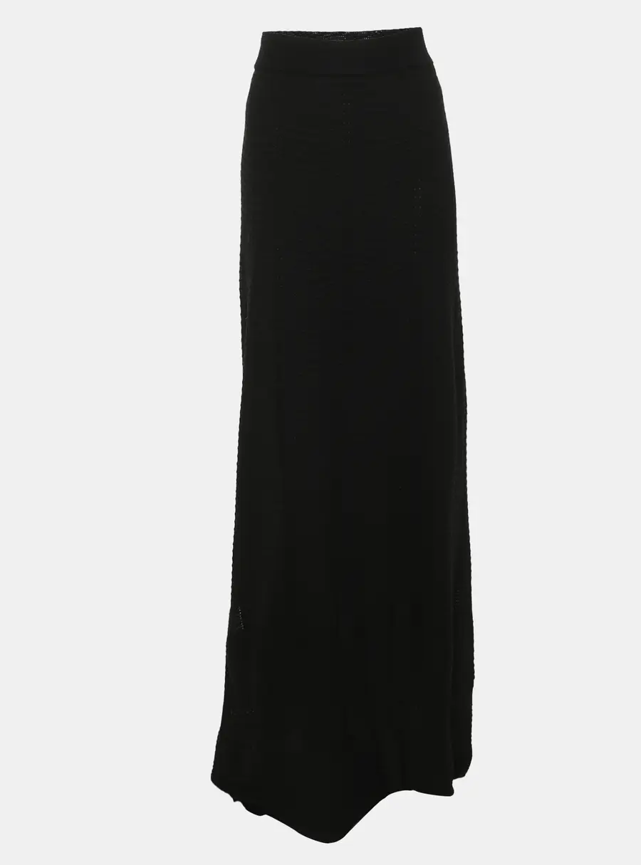M Missoni Black Wool Blend Knit Maxi Skirt L