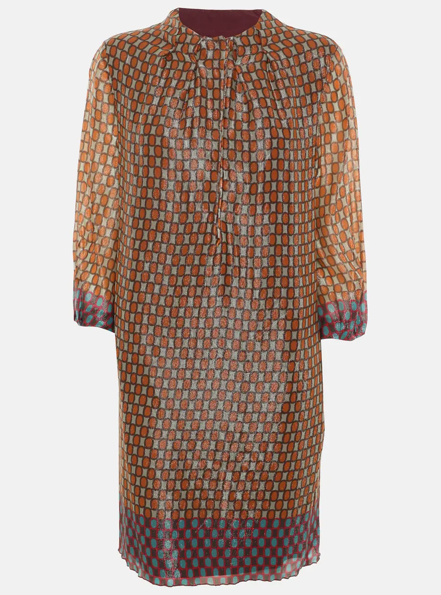 M Missoni Multicolor Geometric Metallic Silk Shift Dress L