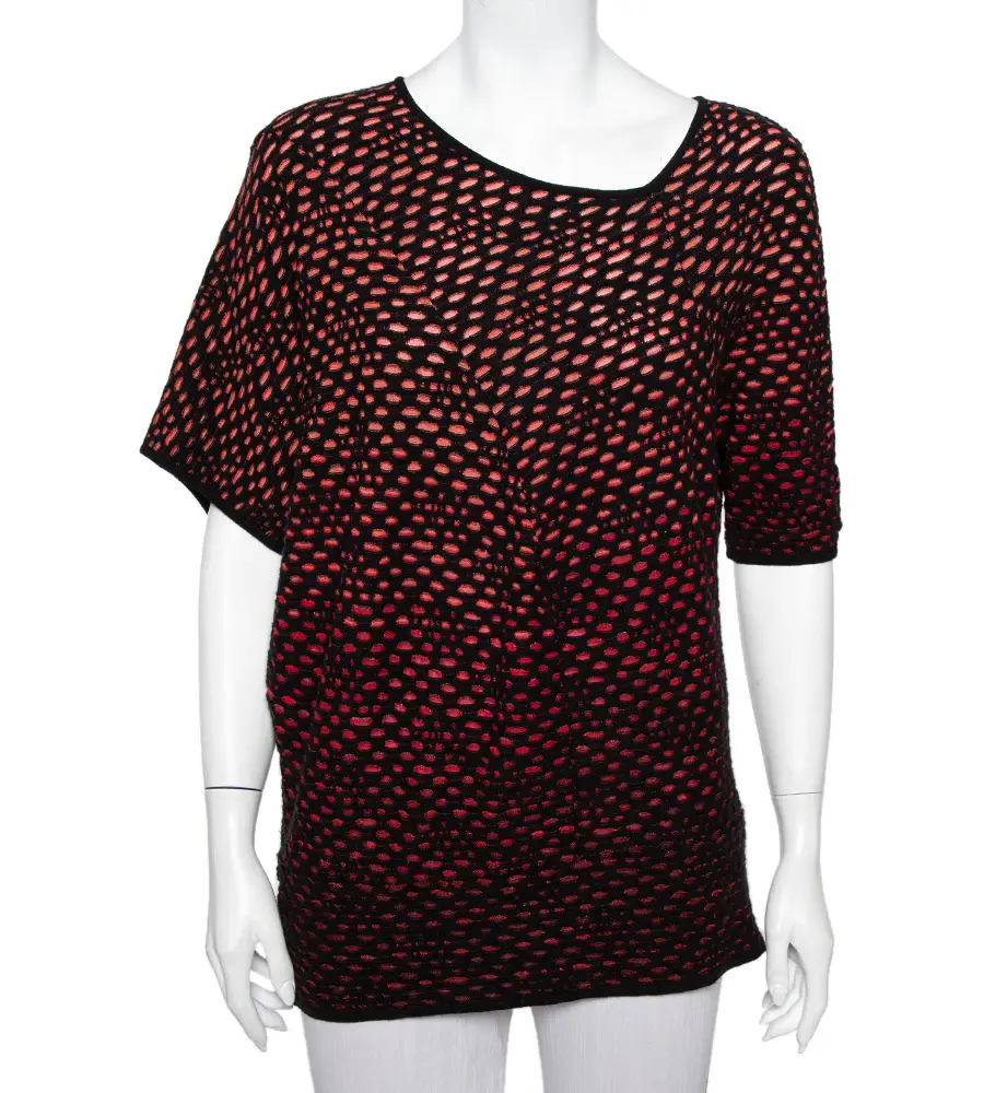 M Missoni Red & Back Jacquard Knit Top L