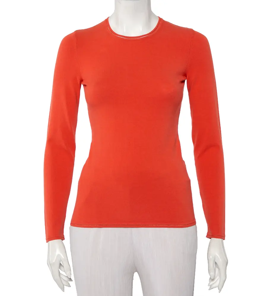 M Missoni Orange Knit Long Sleeve Roundneck T-Shirt M