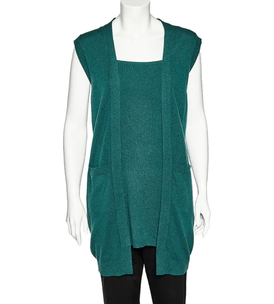 M Missoni Green Merino Wool & Angora Knit Sleeveless Sweater M