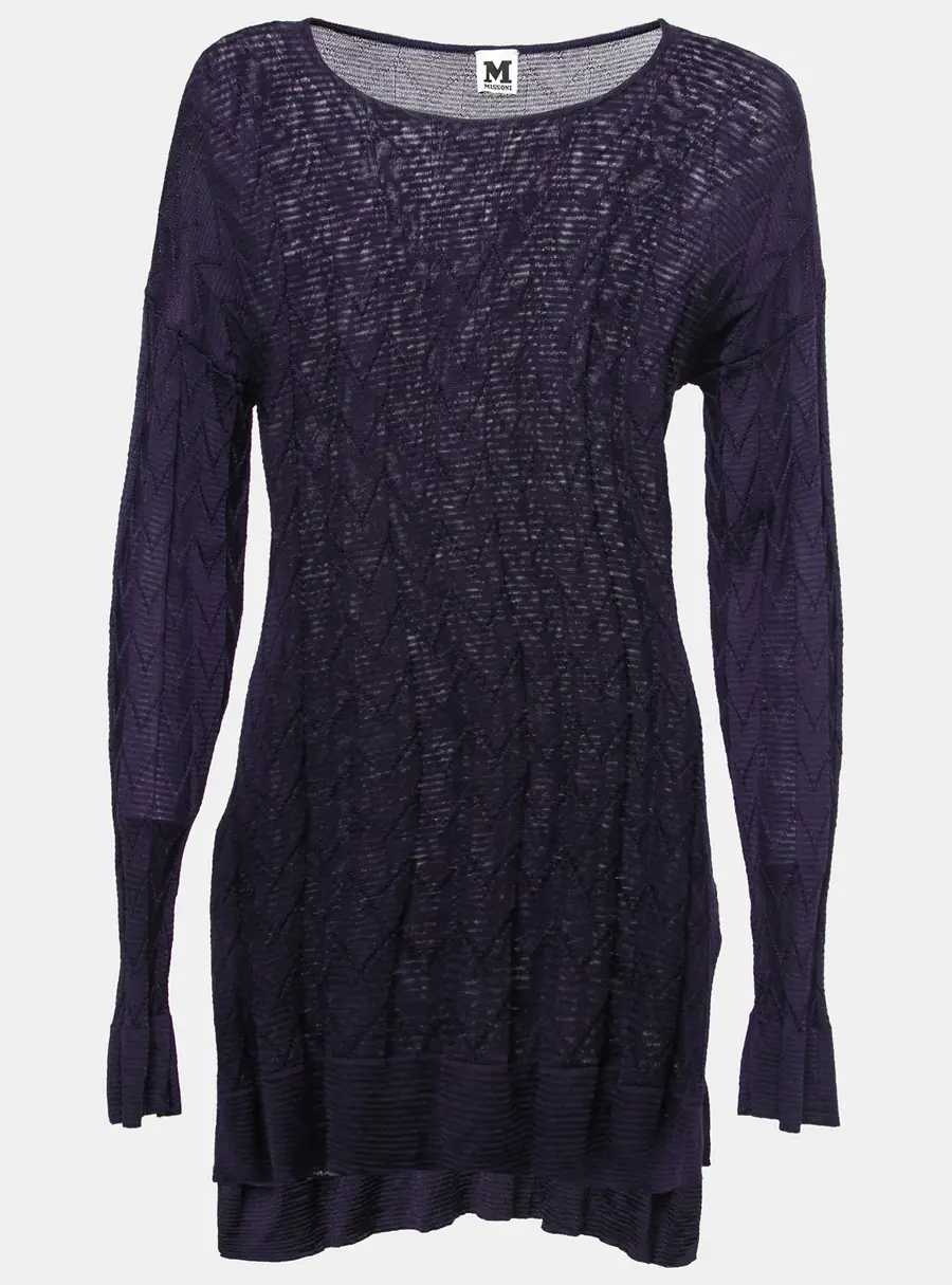 M Missoni Purple Chevron Patterned Wool Knitted Top M
