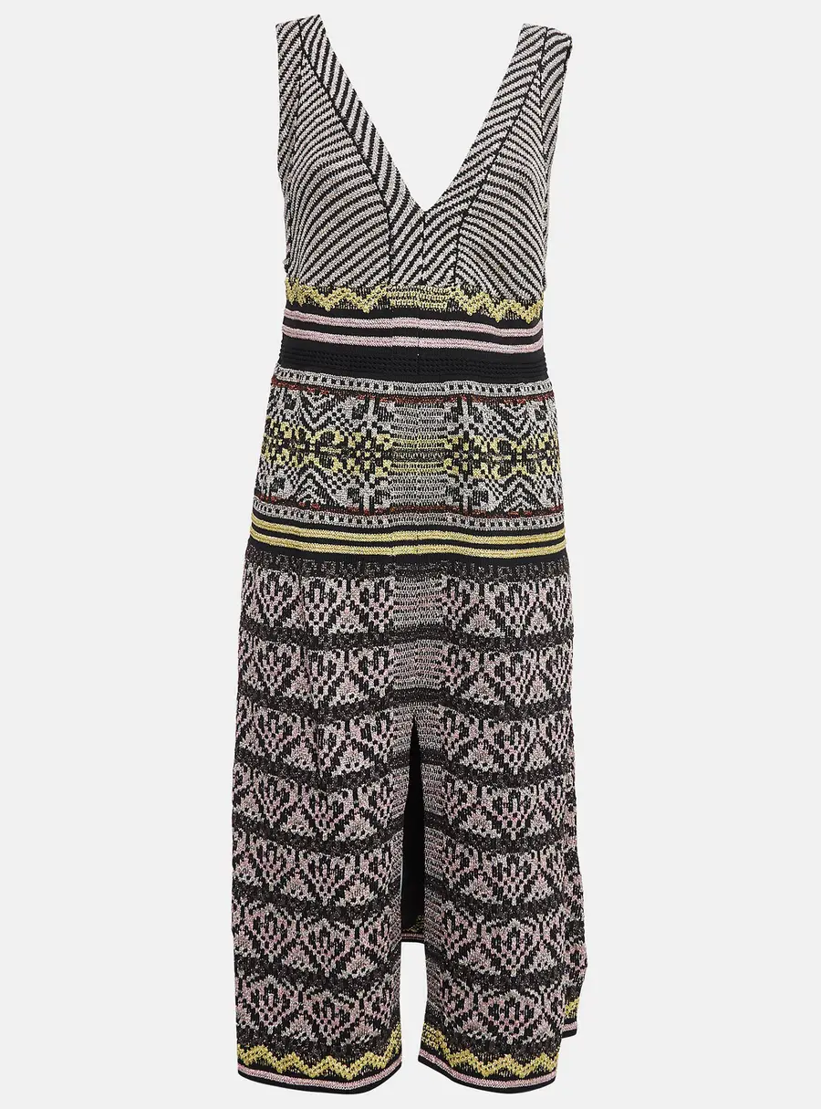 M Missoni Multicolor Patterned Lurex Knit Sleeveless Midi Dress M