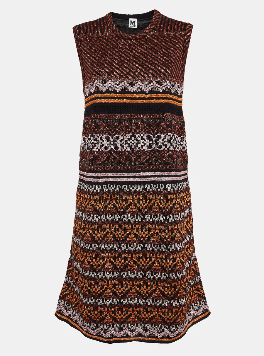 M Missoni Multicolor Patterned Lurex Knit Midi Dress L
