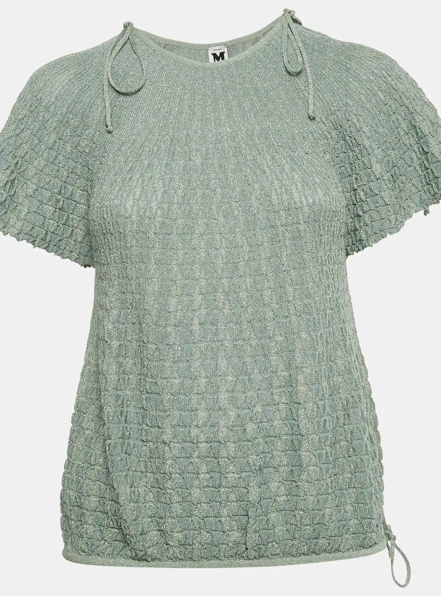 M Missoni Green Textured Lurex Knit Top L