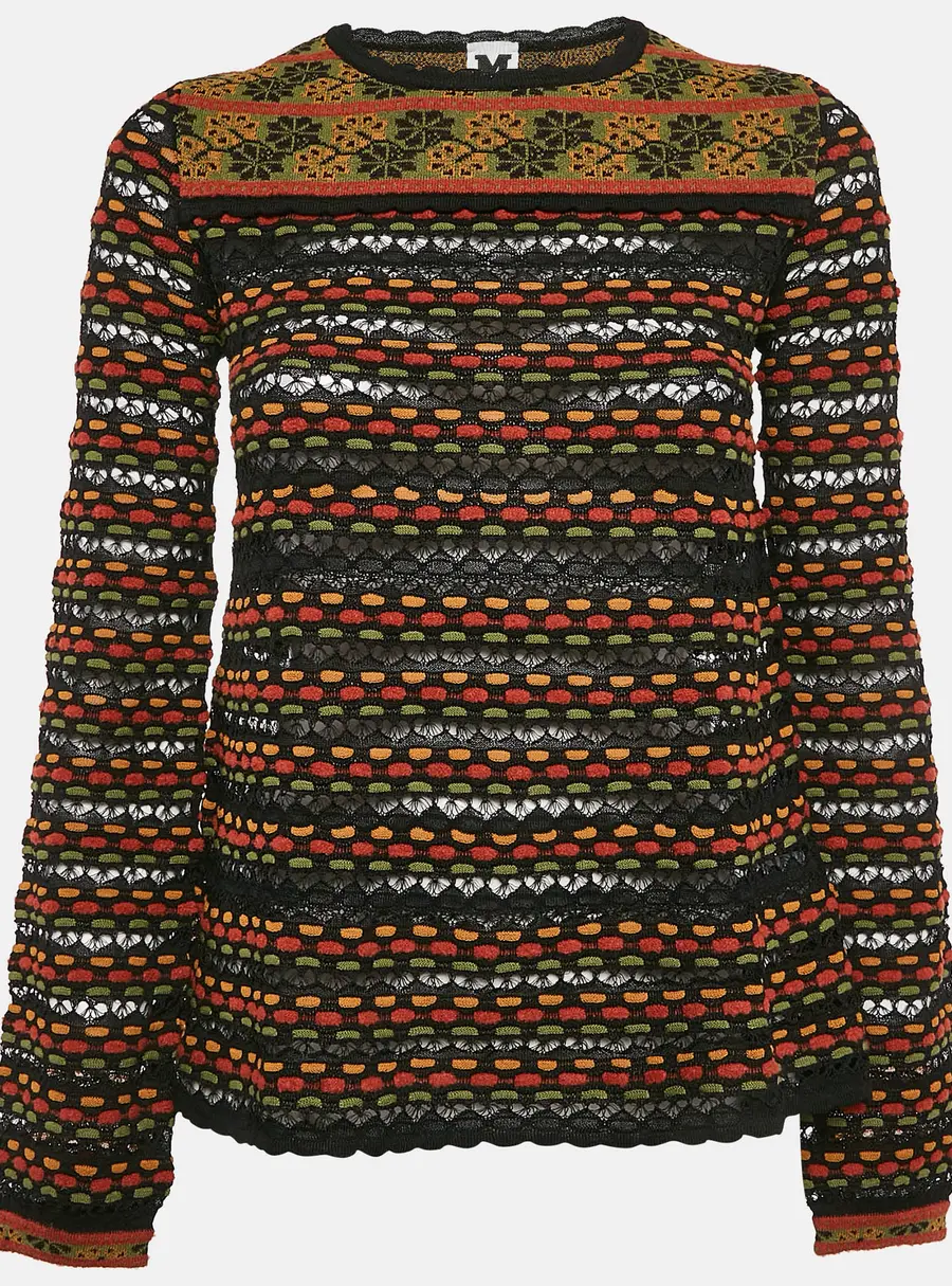 M Missoni Multicolor Pointelle Knit Top S