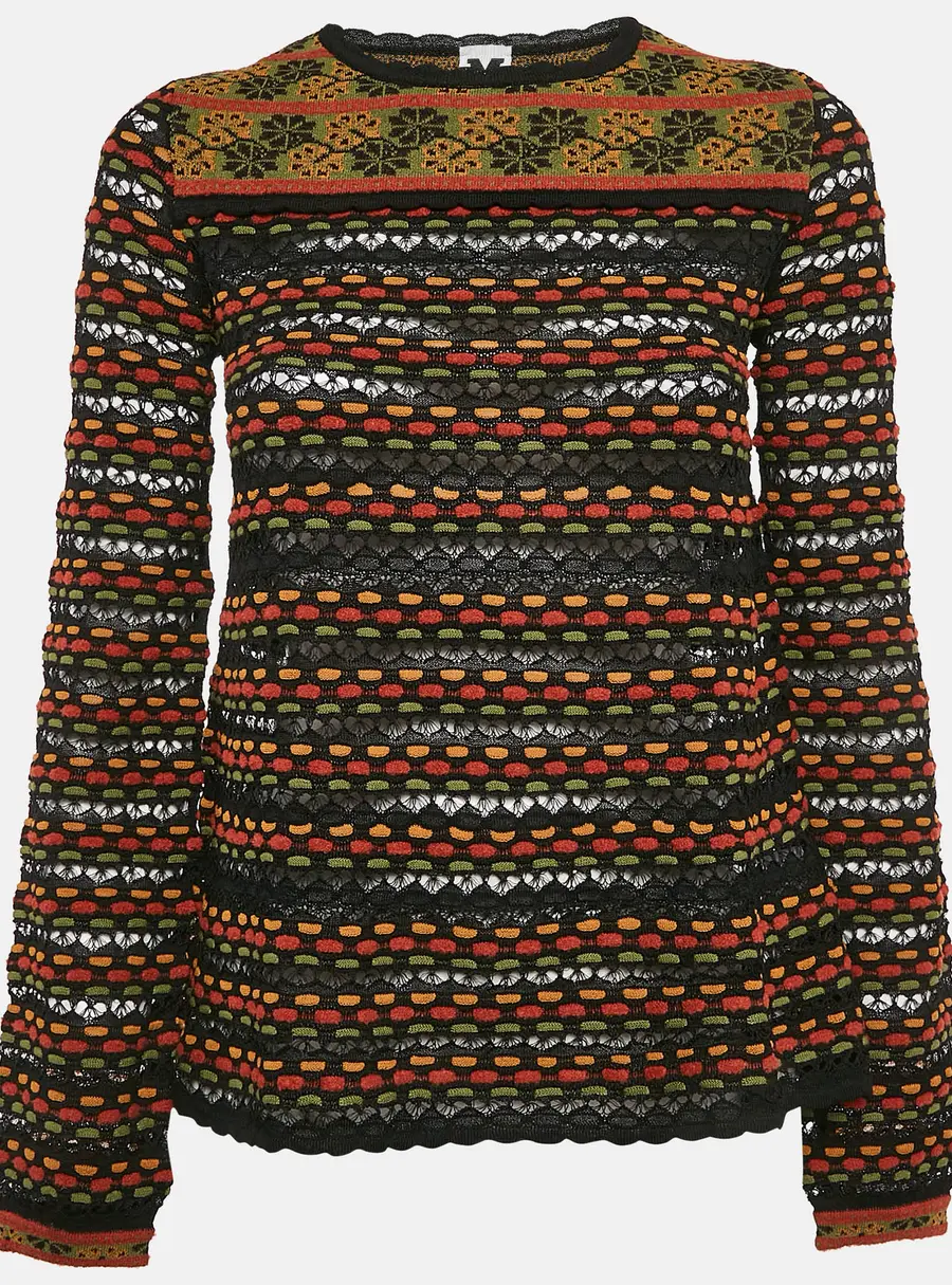 M Missoni Multicolor Pointelle Knit Top S