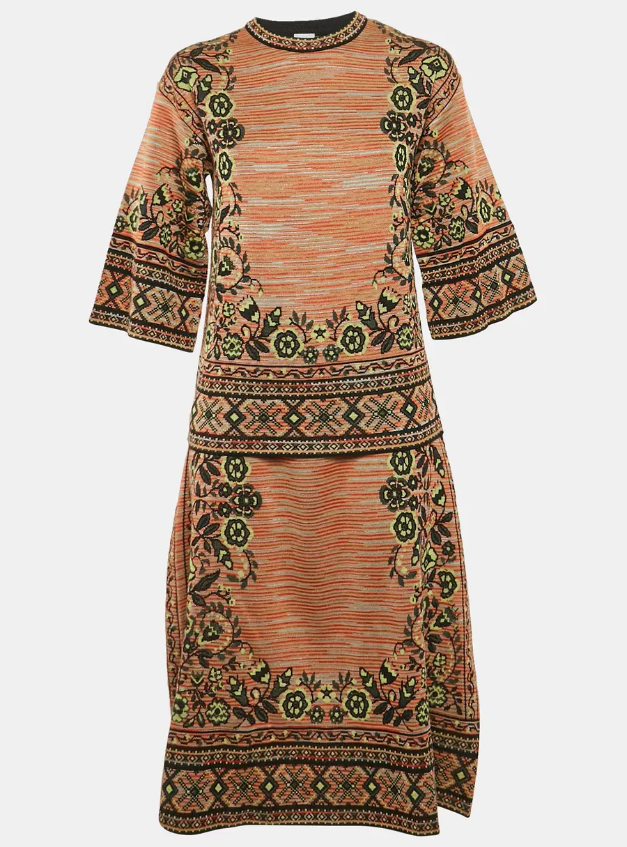 M Missoni Multicolor Patterned Knit Top and Midi Skirt Set S/L