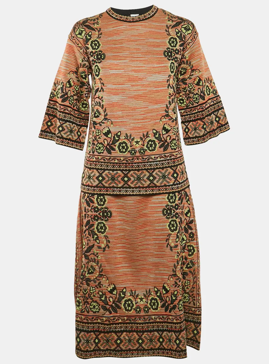 M Missoni Multicolor Wool Blend Patterned Knit Top and Midi Skirt Set M/S