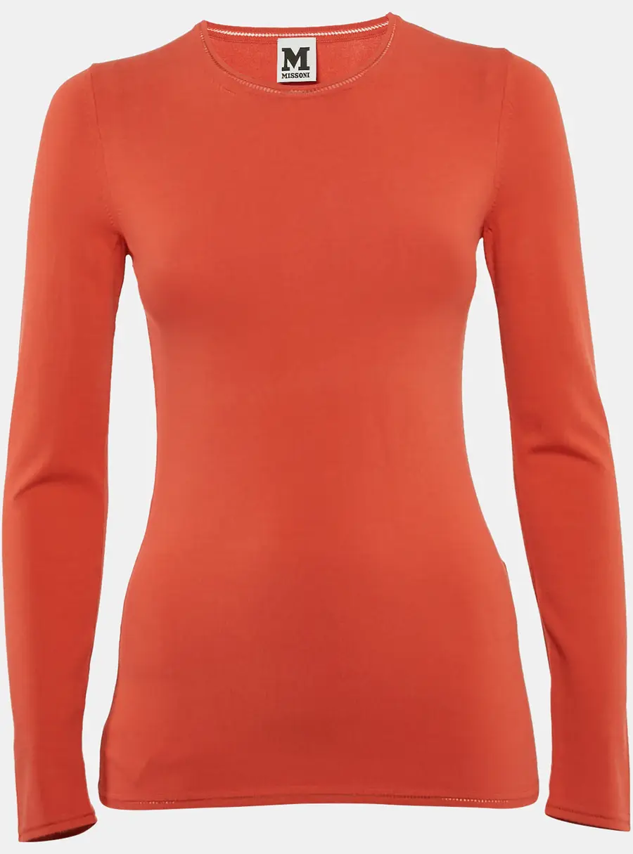 M Missoni Orange Knit Long Sleeve Crewneck Top M