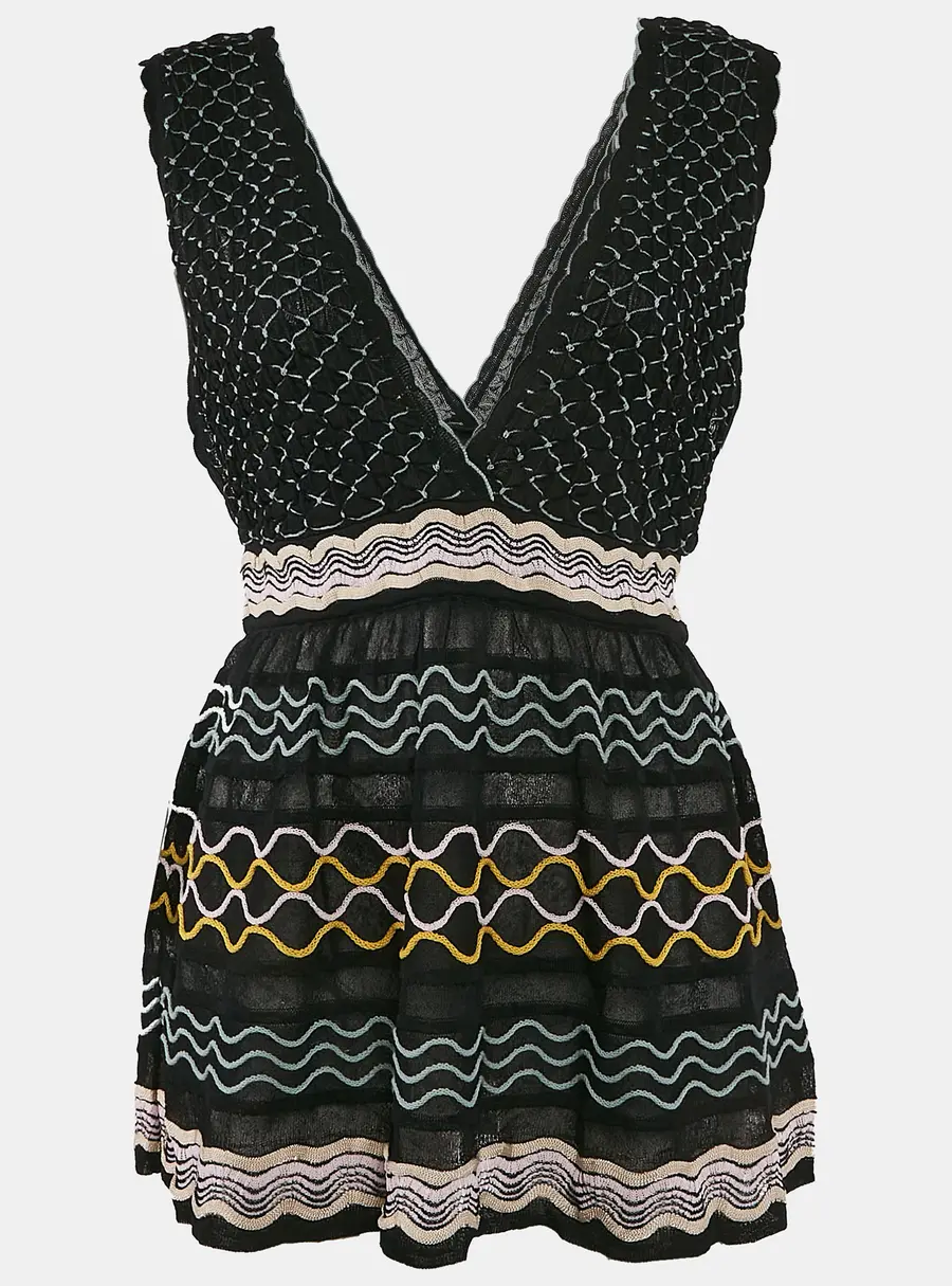 M Missoni Black Patterned Knit Sleeveless Top L
